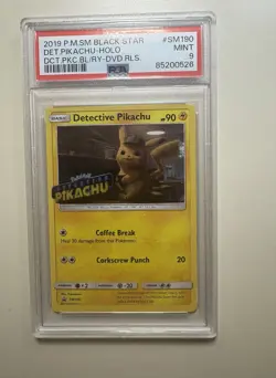 Pokemon TCG Detective Pikachu SM190 SM Holo Black Star Promo Card - Image 1