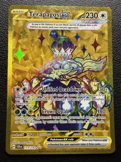 Terapagos ex 173/142 Sv07: Stellar Crown Gold Hyper Rare Pokemon TCG Card NM - Image 1