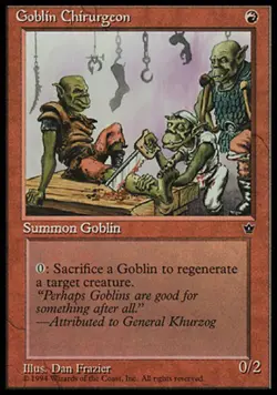 Heavy Play, English MTG Regular Goblin Chirurgeon (Frazier) Fallen Empires Magic - Image 1