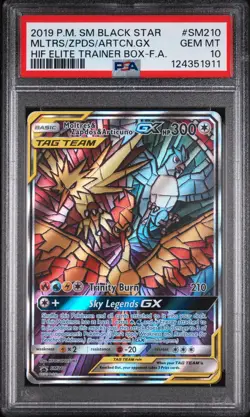 2019 POKEMON SM BLACK STAR PROMO FULL ART/MOLTRES & ZAPDOS & ARTICUNO GX PSA 10 - Image 1