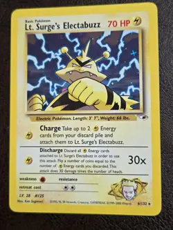 Lt. Surge's Electabuzz 006/132 Gym Heroes Holo Pokemon Card Vintage - Image 1