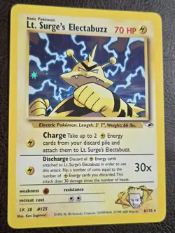Lt. Surge's Electabuzz 006/132 Gym Heroes Holo Pokemon Card Vintage - Image 2