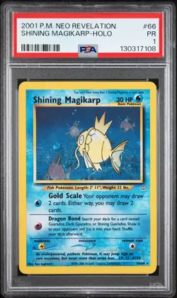 2001 POKEMON NEO REVELATION #66 SHINING MAGIKARP-HOLO PSA 1 - Image 1