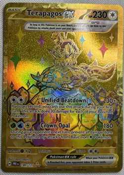 Prismatic Evolutions Terapagos EX 180/131 Hyper Rare Gold Pokemon - Image 1