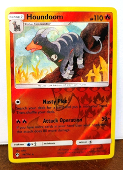 POKEMON HOUNDOOM 46/214 REVERSE HOLO RARE LOST THUNDER NM NEAR MINT - Image 1