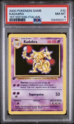 POKEMON PSA 8 KADABRA 32/102 SET BASE 1st PRIMA EDIZIONE ITALIANO 2000! - Image 1