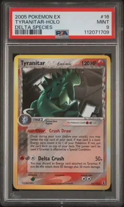 2005 POKEMON EX DELTA SPECIES #16 TYRANITAR-HOLO PSA 9 - Image 1