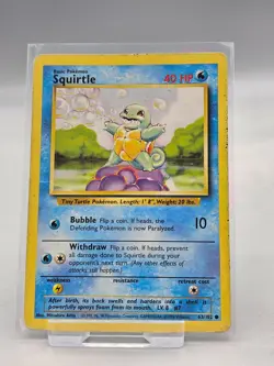 Pokemon TCG Squirtle Base Set Unlimited Common 63/102 MP Vintage WOTC 1999 - Image 1