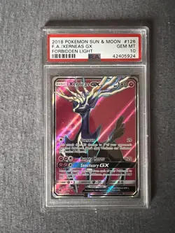 PSA 10 GEM MT 2018 Pokemon Sun and Moon Forbidden Light Xerneas GX 126 - Image 1
