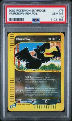 Pokemon PSA 10 Mint Murkrow Reverse Holo 79/144 Skyridge - Image 1