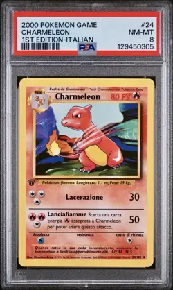 POKEMON PSA 8 CHARMELEON 24/102 SET BASE 1st PRIMA EDIZIONE ITALIANO 2000! - Image 1