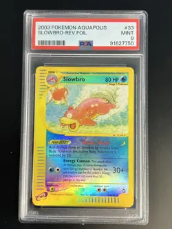 PSA 9 - Pokemon Aquapolis - #33 Slowbro Reverse Holo - Mint - Image 1