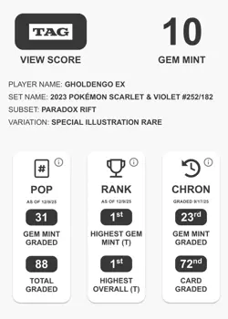 GHOLDENGO EX 2023 POKEMON SCARLET & VIOLET PARADOX RIFT #252/182 SPI TAG 10 - Image 4