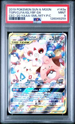 2019 POKEMON SUN & MOON COSMIC ECLIPSE TOGEPI & CLEFFA & IGGLYBUFF GX PSA 9 - Image 1