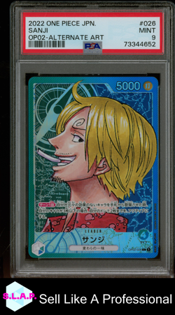 SANJI ALTERNATE ART ONE PIECE JAPANESE OP02-PARAMOUNT WAR 2022 026 PSA 9 - Image 1