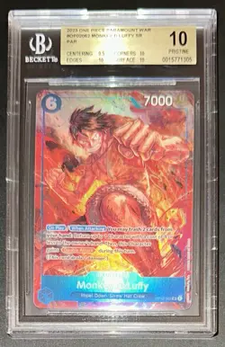 ONE PIECE BGS 10 MONKEY. D. LUFFY OP02-062 PARAMOUNT WAR ENGLISH 2023! - Image 1