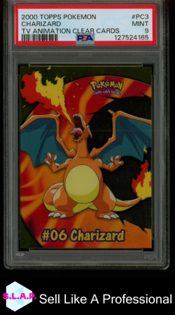CHARIZARD TV ANIMATION CLEAR CARDS TOPPS POKEMON TV ANIMATION 2000 PC3 PSA 9 - Image 1