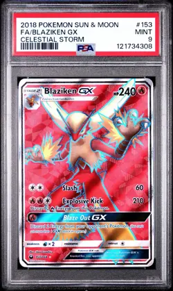 Pokemon Blaziken GX Full Art Holo Ultra Rare Card 153/168 Celestial Storm PSA 9 - Image 1