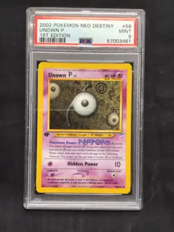 Pokemon Cards: 1st Edition Neo Destiny Uncommon: Unown P 58/105: PSA 9 - Image 2