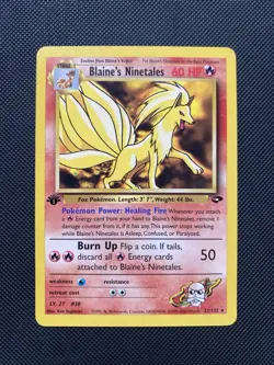 Blaine’s Ninetails 1st Edition Gym Challenge Pokemon Card WOTC 2000 NM - Image 1