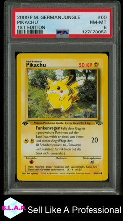PIKACHU POKEMON 60 2000 JUNGLE NON HOLO GERMAN PSA 8 - Image 1