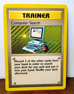 POKEMON COMPUTER SEARCH 71/102 RARE TRAINER BASE SET LP - Image 1
