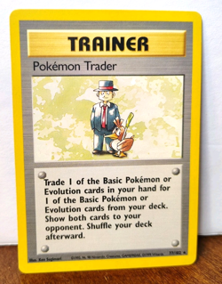 POKEMON TRADER 77/102 RARE TRAINER BASE SET MP-LP - Image 1