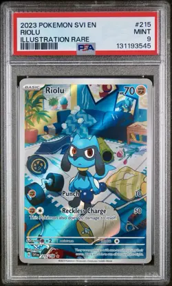 POKEMON PSA 9 RIOLU ILLUSTRATION RARE 215/198 SCARLET e VIOLET ENGLISH 2023! - Image 1