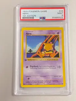 1999 POKEMON 1ST EDITION SHADOWLESS ABRA #43 PSA 9 MINT. - Image 1