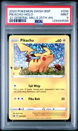 Pikachu-Holo '21 General Mills 25th An. Pokemon Swsh Black Star Promo 039 NM PSA - Image 1