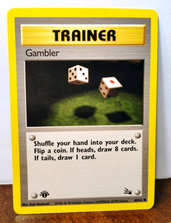 POKEMON GAMBLER 60/62 1ST EDITION TRAINER FOSSIL LP - Image 1