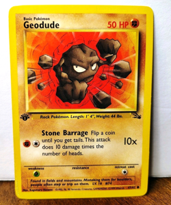 POKEMON GEODUDE 47/62 1ST EDITION FOSSIL MP-LP - Image 1