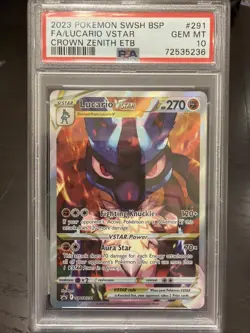 2023 Pokemon Lucario VSTAR Crown Zenith ETB PSA 10 - Image 1