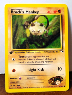 POKEMON BROCK'S MANKEY 67/132 1ST EDITION GYM HEROES LP - Image 1
