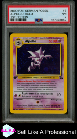 ALPOLLO POKEMON 6 2000 FOSSIL HOLO GERMAN PSA 7 - Image 1