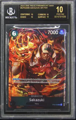 2023 ONE PIECE PARAMOUNT WAR ALTERNATE ART SAKAZUKI BGS 10 - Image 1