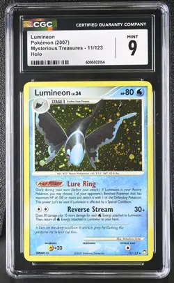 CGC 9 Lumineon 11/123 Holo SWIRL Mysterious Treasures Pokemon Card - Image 1