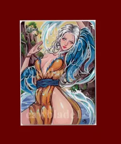 Hand Painted Altered MTG Card, Island , Anime Girl, by Cawblade - Image 1