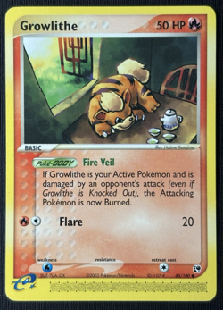Pokemon Growlithe 65/100 EX Sandstorm TCG E Reader Card (LP) - Image 1
