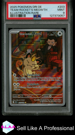 TEAM ROCKETS MAUZI POKEMON 203 2025 DESTINED RIVALS ILL RARE GERMAN PSA 9 - Image 1