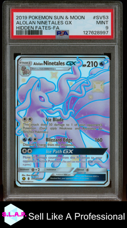 ALOLAN NINETALES GX HIDDEN FATES-FA POKEMON SM HIDDEN FATES 2019 SV53 PSA 9 - Image 1