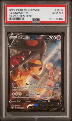 2022 POKEMON SWORD & SHIELD SILVER TEMPEST #TG17 FULL ART/MAWILE V PSA 10 - Image 1