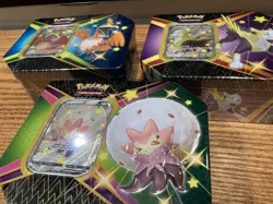Pokemon Shining Fates V Tins Set Of 3 Tins Boltund, Eldegoss, & Cramorant SEALED - Image 1