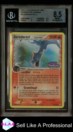AERODACTYL U 2006 POKEMON EX HOLON PHANTOMS REVERSE FOIL GERMAN 35 BGS 8.5 - Image 1