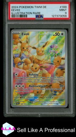 EVOLI POKEMON 188 2024 TWILIGHT MASQUERADE ILLUSTRATION RARE GERMAN PSA 9 - Image 1
