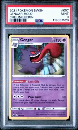 2021 POKEMON SWORD & SHIELD CHILLING REIGN #057 GENGAR-HOLO PSA 9 - Image 1