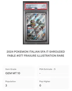 POKEMON PSA 10 FRAXURE ILLUSTRATION RARE 077/064 SHROUDED FLABLE ITALIANO POP 3 - Image 4