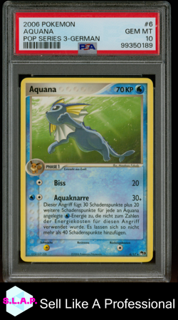 AQUANA POP SERIES 3-GERMAN POKEMON POP SERIES 3 2006 6 PSA 10 - Image 1