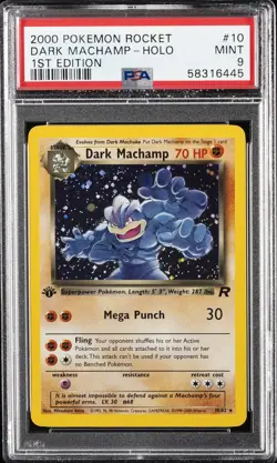 2000 POKEMON ROCKET 1ST ED #10 DARK MACHAMP-HOLO PSA 9 - Image 1
