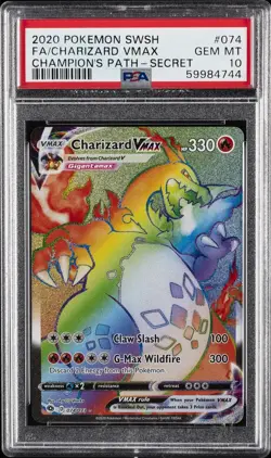 2020 POKEMON SWORD & SHIELD CHAMP'S PATH SECRET FULL ART/CHARIZARD VMAX PSA 10 - Image 1